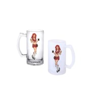 Ghostbastır Design Bar Girl Kulplu Bira Bardağı Buzlu veya Şeffaf Seçenekli 022