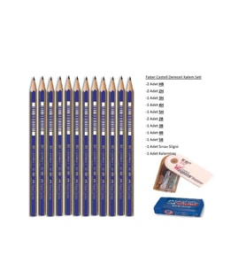 Resim Kalemi Faber Dereceli Kalem Seti Karakalem Seti 5H 4H 3H 2H HB 2B 3B 4B 5B 12'li Set (Siyah-Gri)
