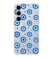 PrintiFy Samsung Galaxy S24 ile Uyumlu Nazar Boncuğu 1 Baskılı Kamera Korumalı Şeffaf Silikon Kılıf