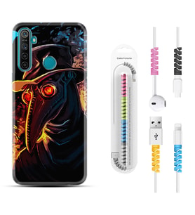 Realme 5i 5 Pro 6i 7 Pro 8 Kılıf Kablo Koruma Spiral Silikon Karga 1616