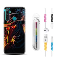 Realme 5i 5 Pro 6i 7 Pro 8 Kılıf Kablo Koruma Spiral Silikon Karga 1616