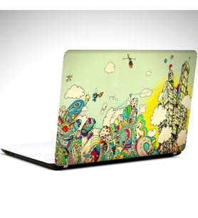 Renkli Şehir Çizgi Laptop Sticker 17 inch (39X27CM)