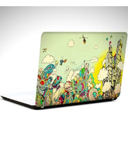 Renkli Şehir Çizgi Laptop Sticker 17 inch (39X27CM)