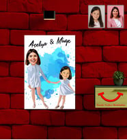 Kişiye Özel Anneler Günü Anne Kız Karikatürlü Ahşap Tablo Model-4