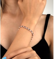 925 Ayar Gümüş Safir Renk Damla Model Bileklik (Rose)