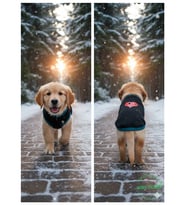 Siyah Kışlık Kedi Köpek Kıyafeti Love Desenli Kışlık Elbise