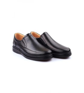 Papuç Sepeti Eknc-3255 Hakiki Deri Erkek Comfort Ayakkabı (40-48) (Siyah)