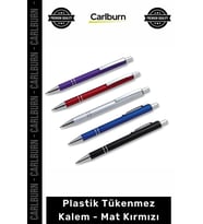 Özel Üretim Promosyon Logo Baskılı Kurumsal Ofis Malzemesi Şık Plastik Tükenmez Kalem Mat Kırmızı