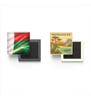 Buzdolap Magnetleri - Madagaskar Bayrağı ve Paper Cut Tema - 2'li Set Magneti