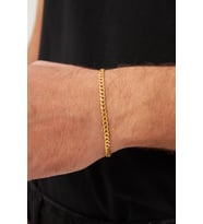18K Altın Kaplama 4mm Gurmet 925 Ayar Gümüş Zincir Bileklik Veb-5213