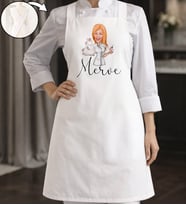 BK Gift Kişiye Özel Karikatürlü Çapraz Askılı Beyaz Mutfak Önlüğü - 9, Aşçı Önlüğü, Şef Önlüğü, Anneye Hediye