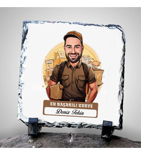 Kişiye Özel Hediye Karikatürlü En İyi Erkek Kurye Dekoratif Taş