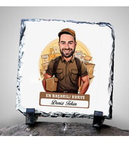 Kişiye Özel Hediye Karikatürlü En İyi Erkek Kurye Dekoratif Taş
