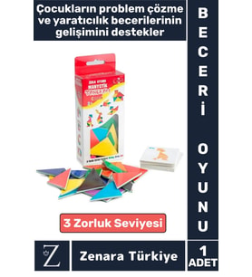 Eğitici Görsel Algı Yaratıcılık Koordinasyon Gelişimi 3 Zorluk Seviyeli MANYETİK TANGRAM