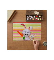 Havuç Tutan Sevimli Tavşan ve Yavrusu Tasarımı 240 parça Ahşap Puzzle Ahşap Kutuda MP09538