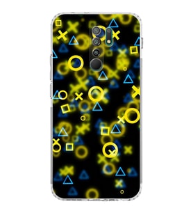 Xiaomi Redmi 9  Kamera Korumalı Kapak Semboller Tasarımlı Şeffaf  Kılıf