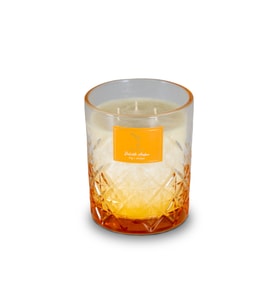 Delicate Serisi Amber Mum - 300gr İncir ve Amber Kokulu Organik El Yapımı Dekoratif Cam Mum (Turuncu)