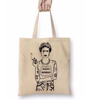 Frida Kahlo 3 Bez Çanta Uzun Saplı