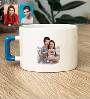 Kişiye Özel Karikatürlü Romantik Sevgililer Lüks Fincan Sevgililer Günü Hediyesi