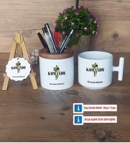Komando Hediye Sepeti Kalemlik, Kupa Bardak Sihirli, Ahşap Anahtarlık Hediye (Model 3)