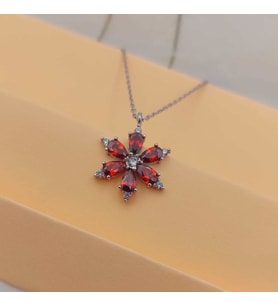 Gümüş Taşlı Kolye Papatya Model 925 Ayar