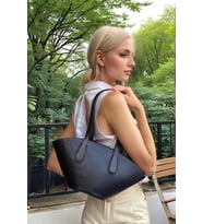 Kadın Modern Kesim Suni Deri Shopper Çanta El Ve Omuz Kullanımı İçin Mükemmel Uyum Mükemmel Uyum (Siyah)