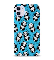 Apple iPhone 11 Uyumlu Lansman Kılıf Panda Tasarımlı İçi Kadife Kapak-mavi (Şeffaf)