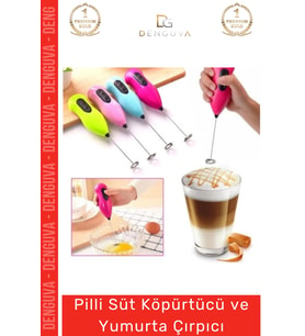 Premium Çelik Uçlu Pilli Kahve Sos Krema Mama Süt Köpürtücü Yumurta Çırpıcı Mini Mikser