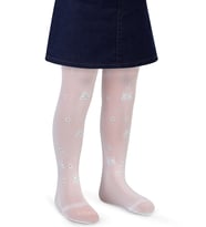 Civil Girls Taşlı Parlak Fiyonk 2-12 Yaş Külotlu Çorap - Beyaz