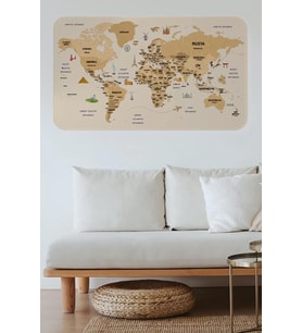 Türkçe Eğitici Ülke Ve Başkent Detaylı Atlası  Dünya Haritası Duvar Sticker -60x105-3839