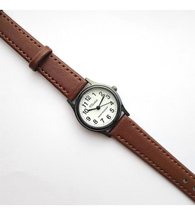 Marlas Retro Kadın Saati, Vintage Tasarım, Klasik, Siyah Kasa Rengi, Minimal Tasarım, Açık Kahverengi Kayış Kordon, Beyaz Kadran