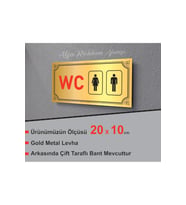 WC YAZILI LOGOLU GOLD METAL LEVHAA 20 X 10 CM