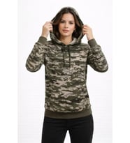 Kamuflaj Desenli 2 İplik 4 Mevsim Kapüşonlu Kanguru Cepli Hoodie Sweatshirt - Kamuflaj