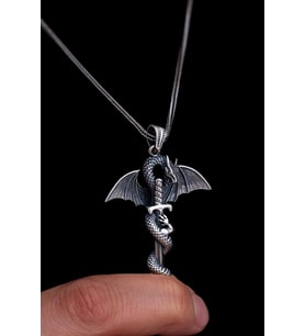 Erkek Gümüş Kolye - Game Of Thrones Ejderha Figürlü Gümüş Erkek Kolye 5363244231431