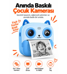 Çocuklar İçin Anında Baskılı Dijital Fotoğraf Makinesi, 2.4 İnç Ekran, Ön v