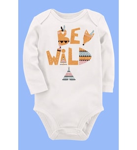 Organik Baskılı Pamuklu Unisex Bebek Body UZUNKOLE66