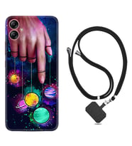 Samsung Galaxy A04E Kılıf Silikon Boyun Askılı İpli Desenli Silikon Finger planet 1740