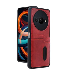 Xiaomi Redmi A3 4g Kılıf Sara Kartvizitli Deri Kılıf - Kırmızı