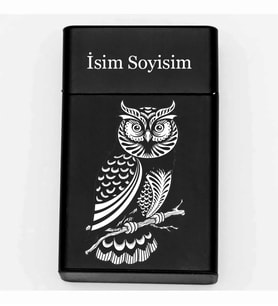 Baykuş Desenli Metal Tabaka – Kişiye Özel İsimli Hediyelik M18