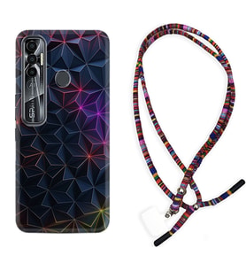 Tecno Spark 6 6 Go 8C 8 Pro 7 7 Pro Kılıf Boyun Asklı Rasta Silikon Renkli Prizmalar 1783
