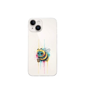 iPhone 14 ile uyumlu Splash arı tasarımlı şeffaf silikon kılıf