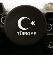 Türkiye Ay Yıldız Araba Direksiyon Kılıfı Siyah  Direksiyon Koruyucu Penye Kumaş Kaplama