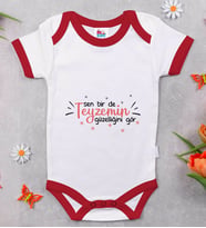 BK Kids Sen Bir De Teyzemin Güzelliğini Gör Tasarımlı Kırmızı Bebek Body Zıbın-1