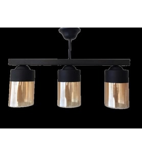 RIOLIGHT RETRO SIRALI ÜÇLÜ BAL CAMLI AVİZE UZUNLUK: 60CM (Siyah)
