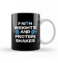 Funny Faith Weights And Protein Shakes Gym Workout Kupa Bardak Porselen