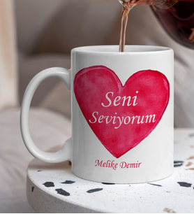 Kişiye Özel Seni Seviyorum Tasarımlı Beyaz Kupa Bardak