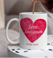 Kişiye Özel Seni Seviyorum Tasarımlı Beyaz Kupa Bardak