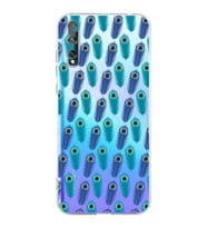 PrintiFy Huawei P Smart S ile Uyumlu Nazar Boncuğu 4 Baskılı Kamera Korumalı Şeffaf Silikon Kılıf