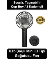 Taşınabilir El Tipi Usb Şarjlı 3 Kademeli Mini Pervane Serinletici Fan Soğutucu Sessiz Çalışabilen
