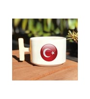 Türkiye Bayrağı Baskılı Beyaz T Kulp Kupa Bardak